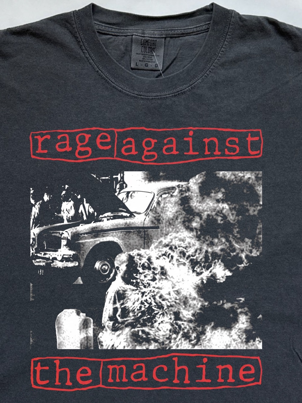 Rage against the machine burning monk tee photo portrait tshirt